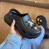 Babuche Plataforma Tratorada + Botons Urso Delicado - Preto