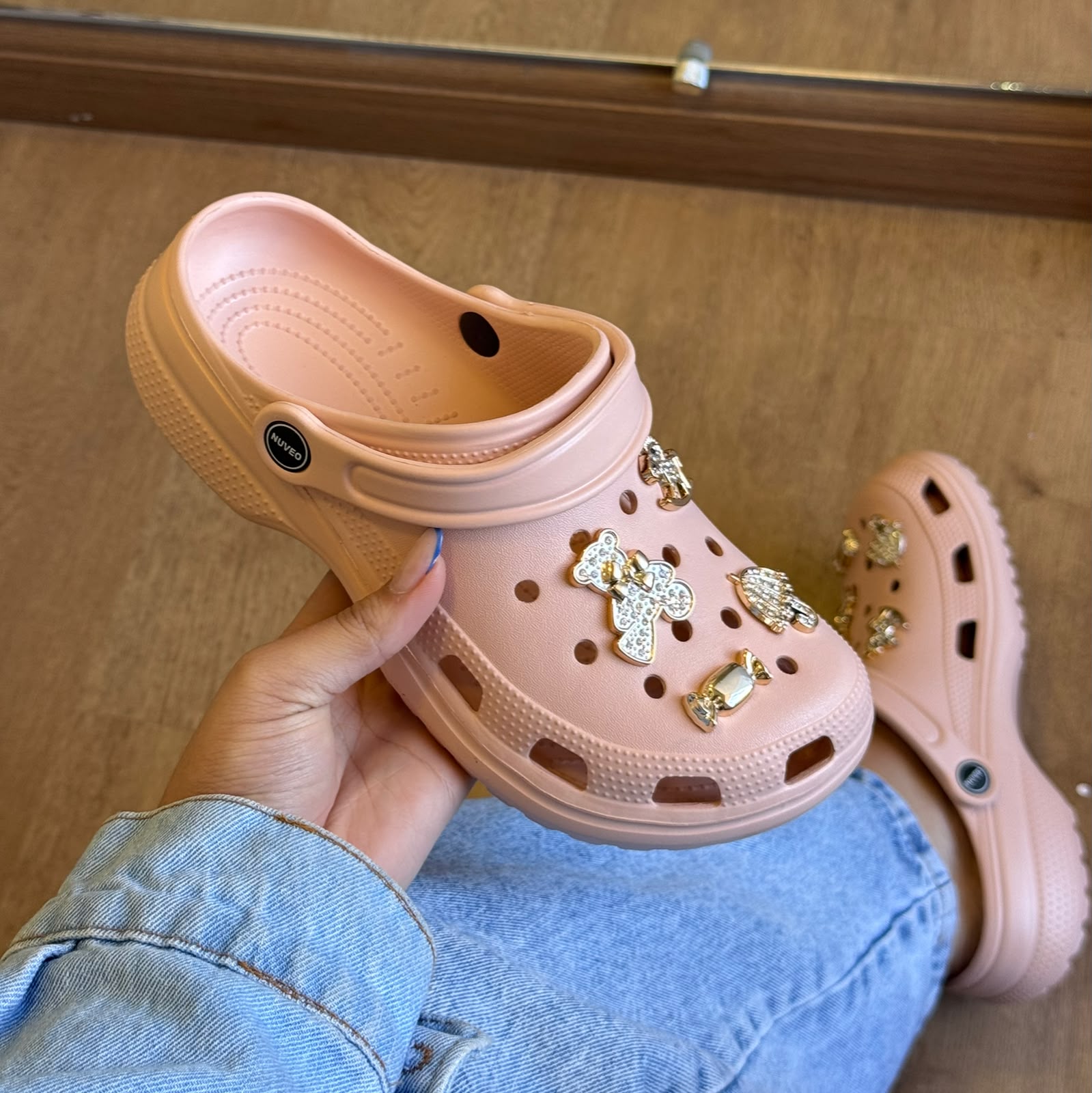 Babuche Confortável + Botons Urso Delicado - Rose