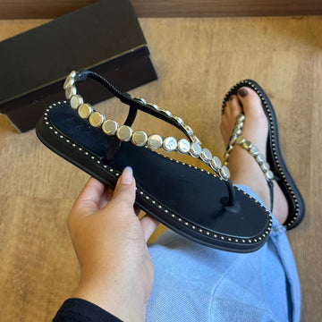 Sandália Flat Azzem Pedrarias SV111