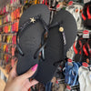 Havaianas Slim Glitter + Pin Estrela e Concha - Preto