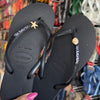 Havaianas Slim Glitter + Pin Estrela e Concha - Preto