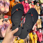 Havaianas Slim Glitter + Pin Cereja e Coração Vermelho - Preto
