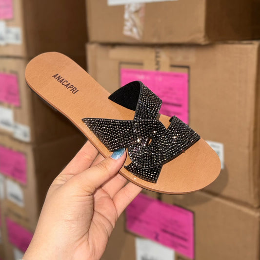 Rasteira Ana Capri Tira Entrelaçada Glitter C300140231