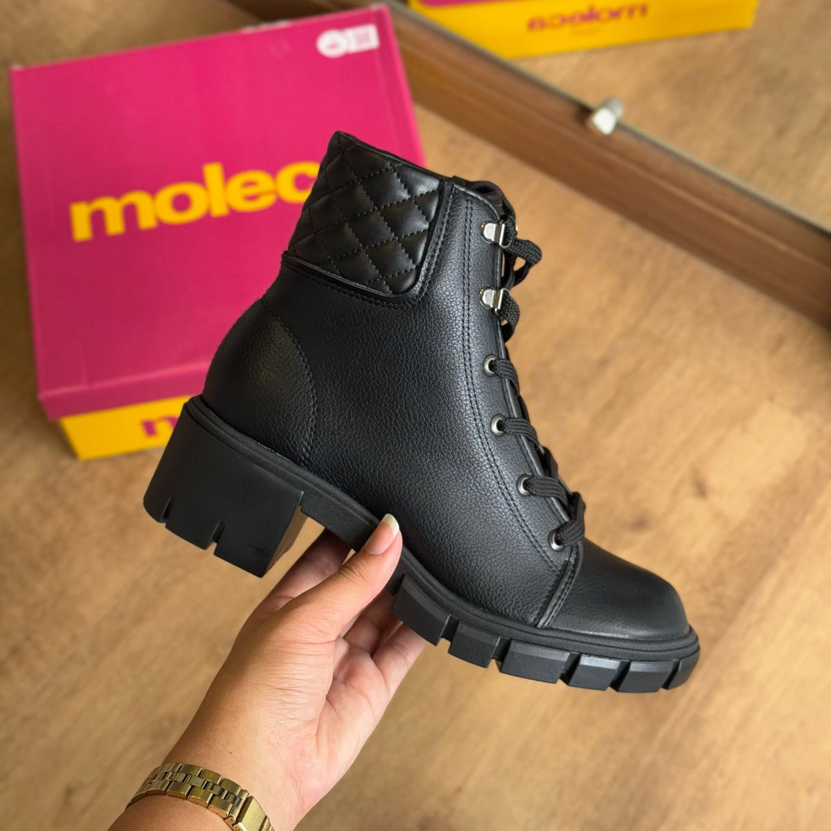 Bota Cano Baixo Coturno Salto Moleca Bota Coturno Moleca Bota Cano