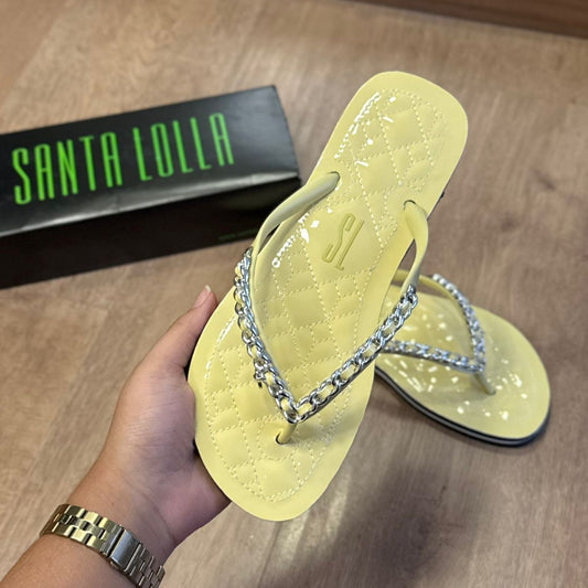 Sandália Santa Lolla Flip Flop Corrente Dourada 0106.0D67